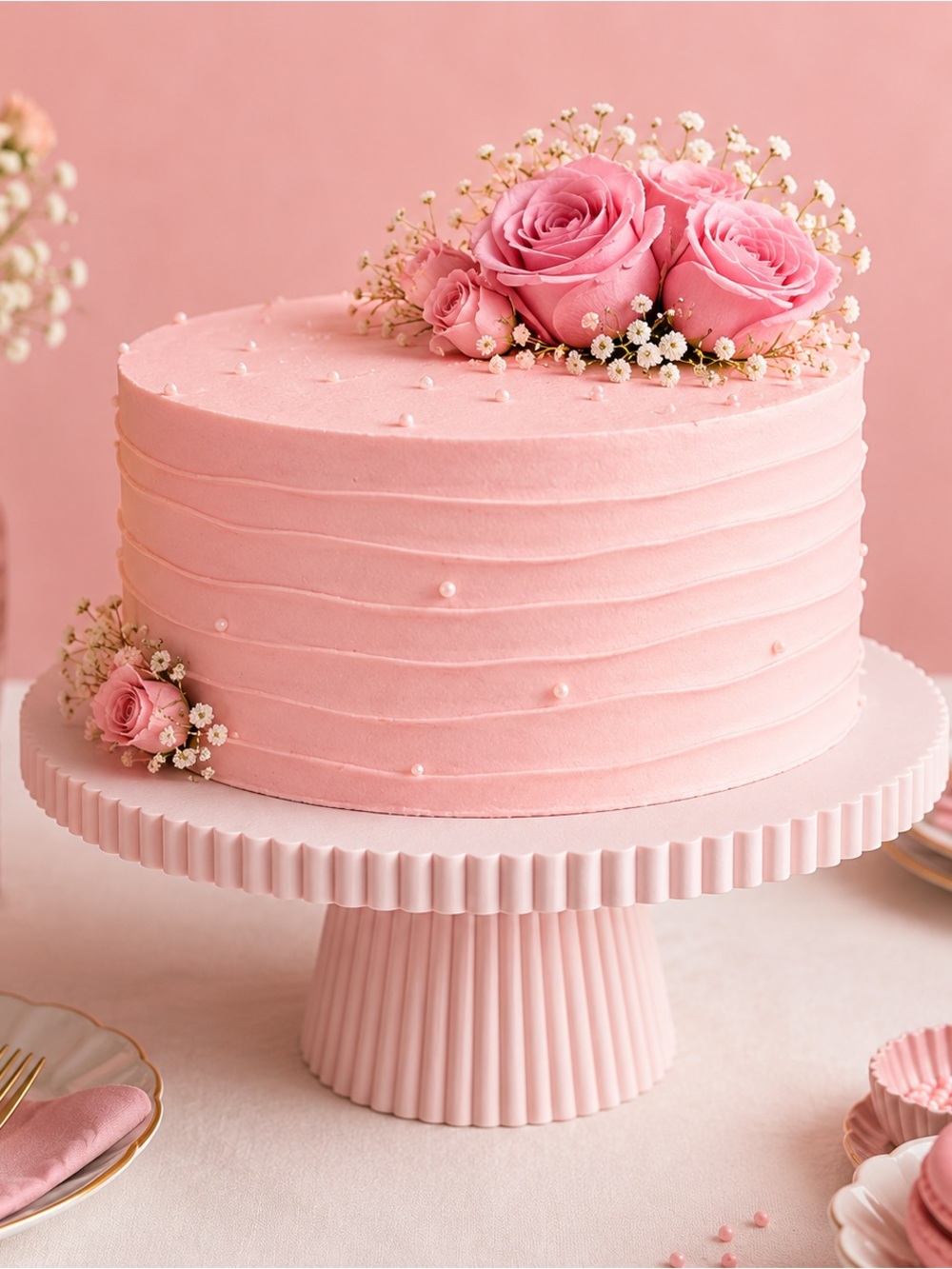 Cake Stand Elegant Pink Celebration